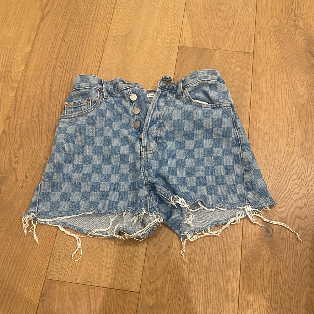 PACSUN Checkered Vintage Y2K Jean Shorts